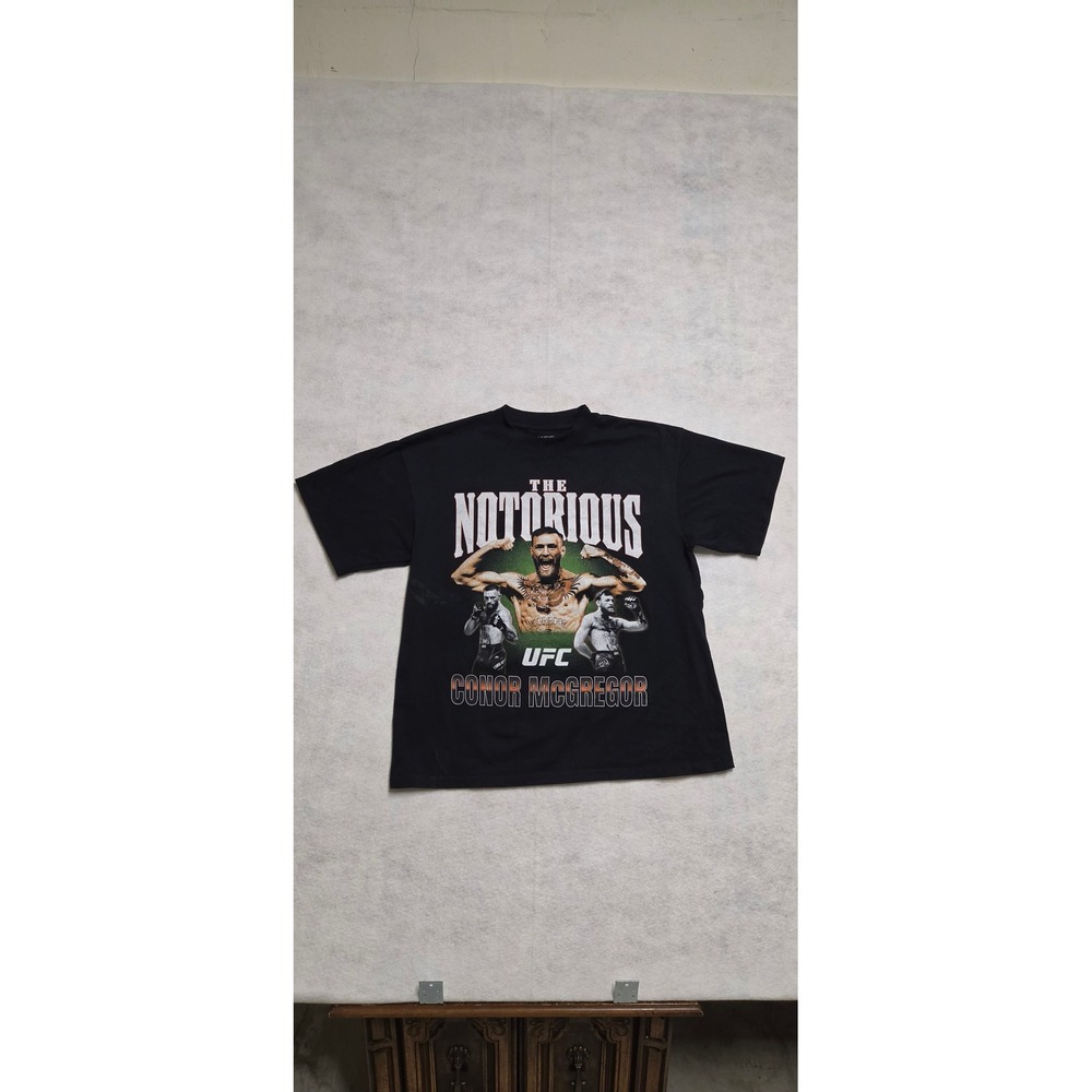 UFC Conor McGregor The Notorious Graphic T-Shirt Size L Black MMA Tee